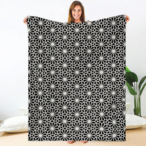 Black And White Geometric Floral Print Blanket