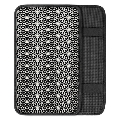 Black And White Geometric Floral Print Car Center Console Cover