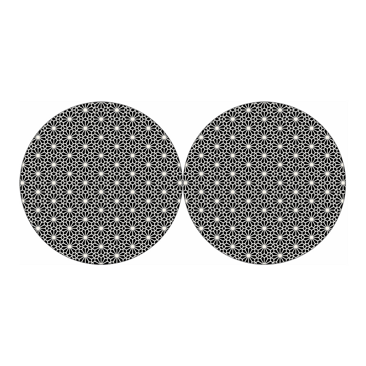 Black And White Geometric Floral Print Car Coasters