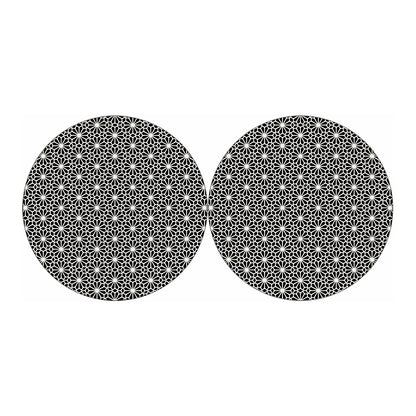 Black And White Geometric Floral Print Car Coasters