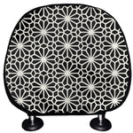 Black And White Geometric Floral Print Car Headrest Covers