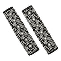 Black And White Geometric Floral Print Car Seat Belt Covers