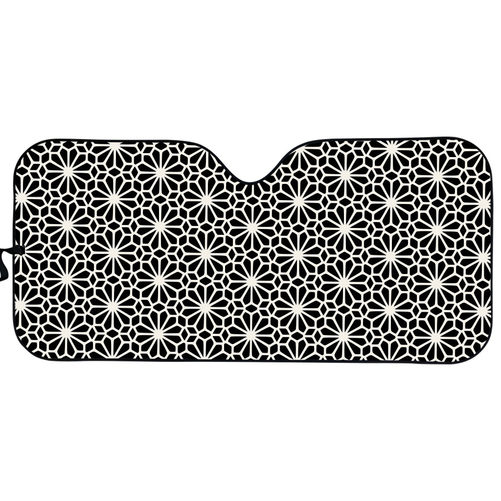 Black And White Geometric Floral Print Car Sun Shade