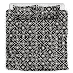 Black And White Geometric Floral Print Duvet Cover Bedding Set