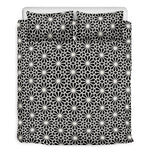 Black And White Geometric Floral Print Duvet Cover Bedding Set