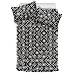 Black And White Geometric Floral Print Duvet Cover Bedding Set