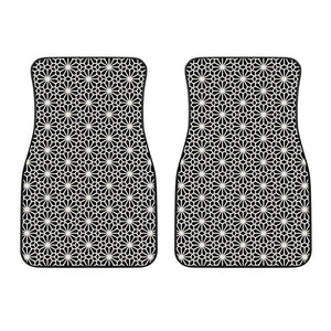 Black And White Geometric Floral Print Front Car Floor Mats