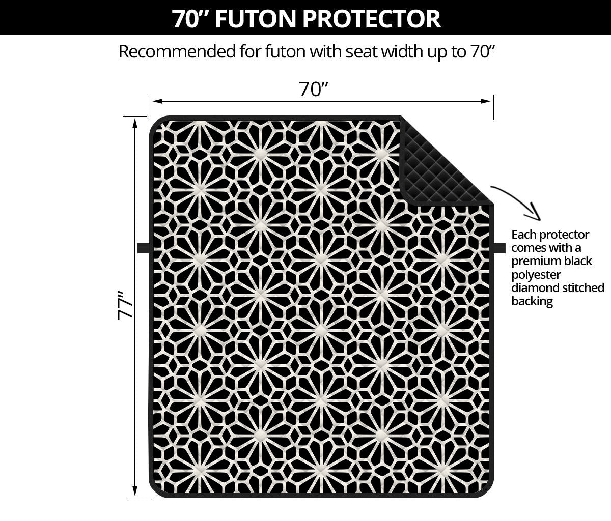 Black And White Geometric Floral Print Futon Protector