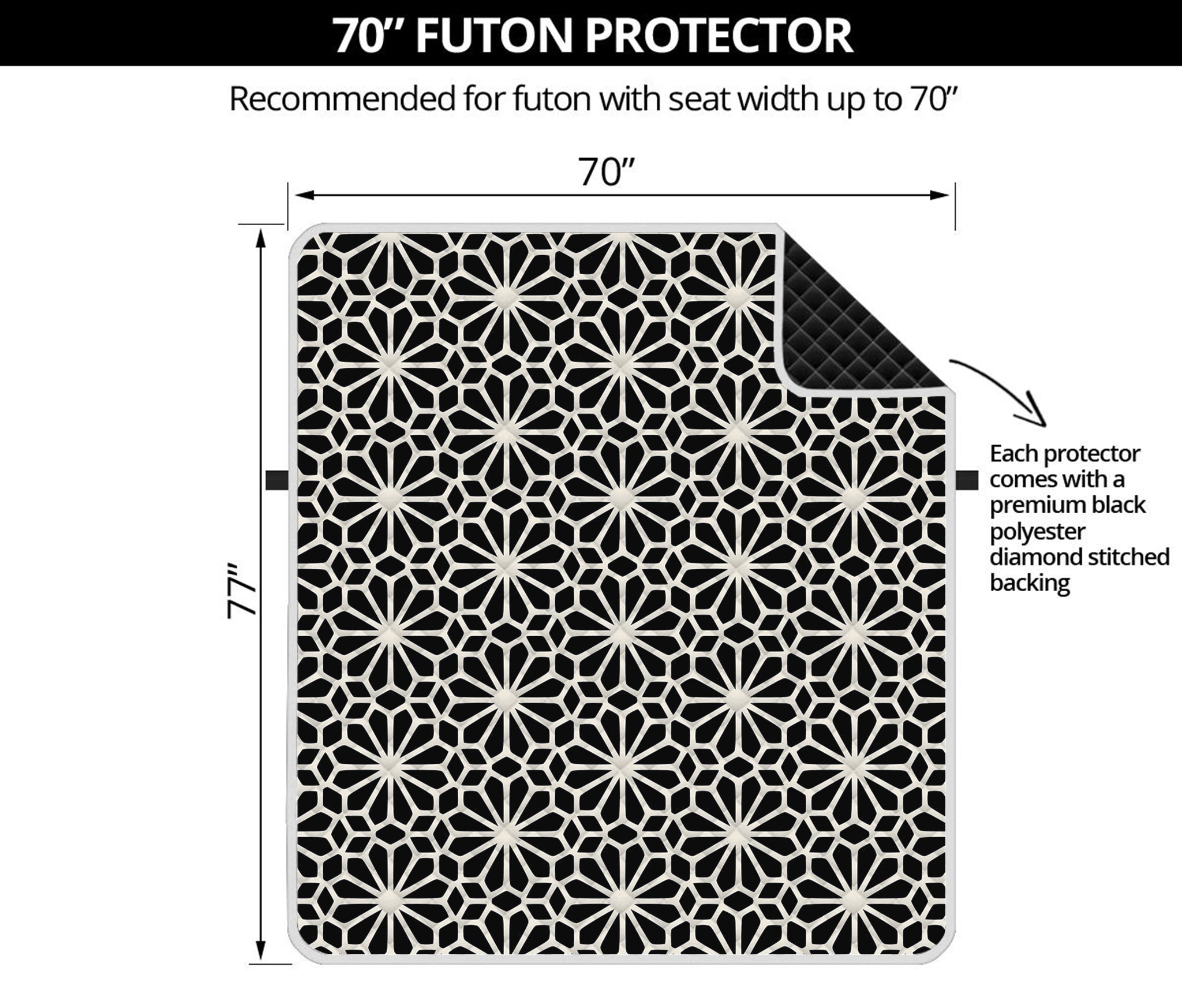 Black And White Geometric Floral Print Futon Protector