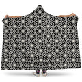 Black And White Geometric Floral Print Hooded Blanket