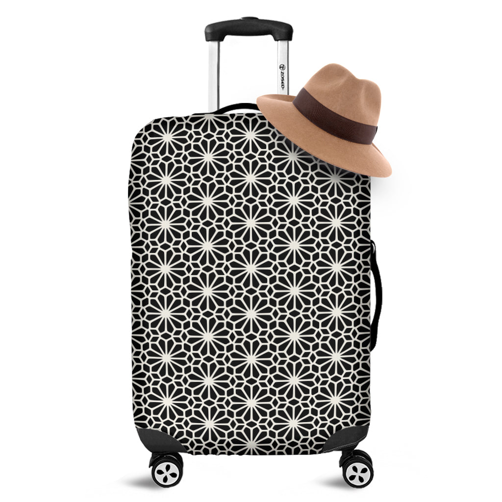 Black And White Geometric Floral Print Luggage Cover