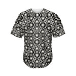 Black And White Geometric Floral Print Men's Baseball Jersey