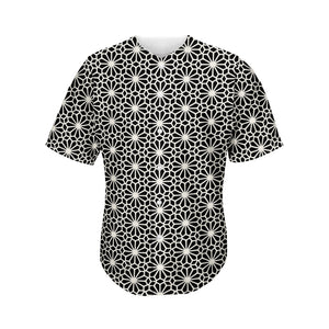 Black And White Geometric Floral Print Men's Baseball Jersey