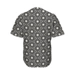 Black And White Geometric Floral Print Men's Baseball Jersey