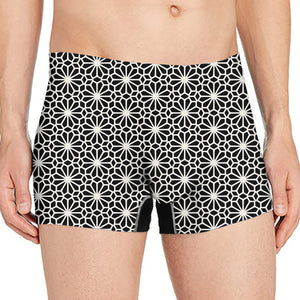 Black And White Geometric Floral Print Men's Boxer Briefs