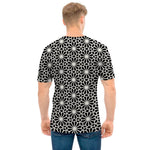 Black And White Geometric Floral Print Men's T-Shirt