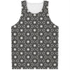 Black And White Geometric Floral Print Men's Tank Top