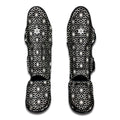 Black And White Geometric Floral Print Muay Thai Shin Guards