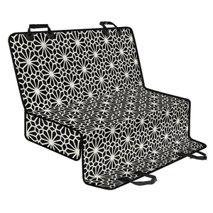 Black And White Geometric Floral Print Pet Car Back Seat Cover