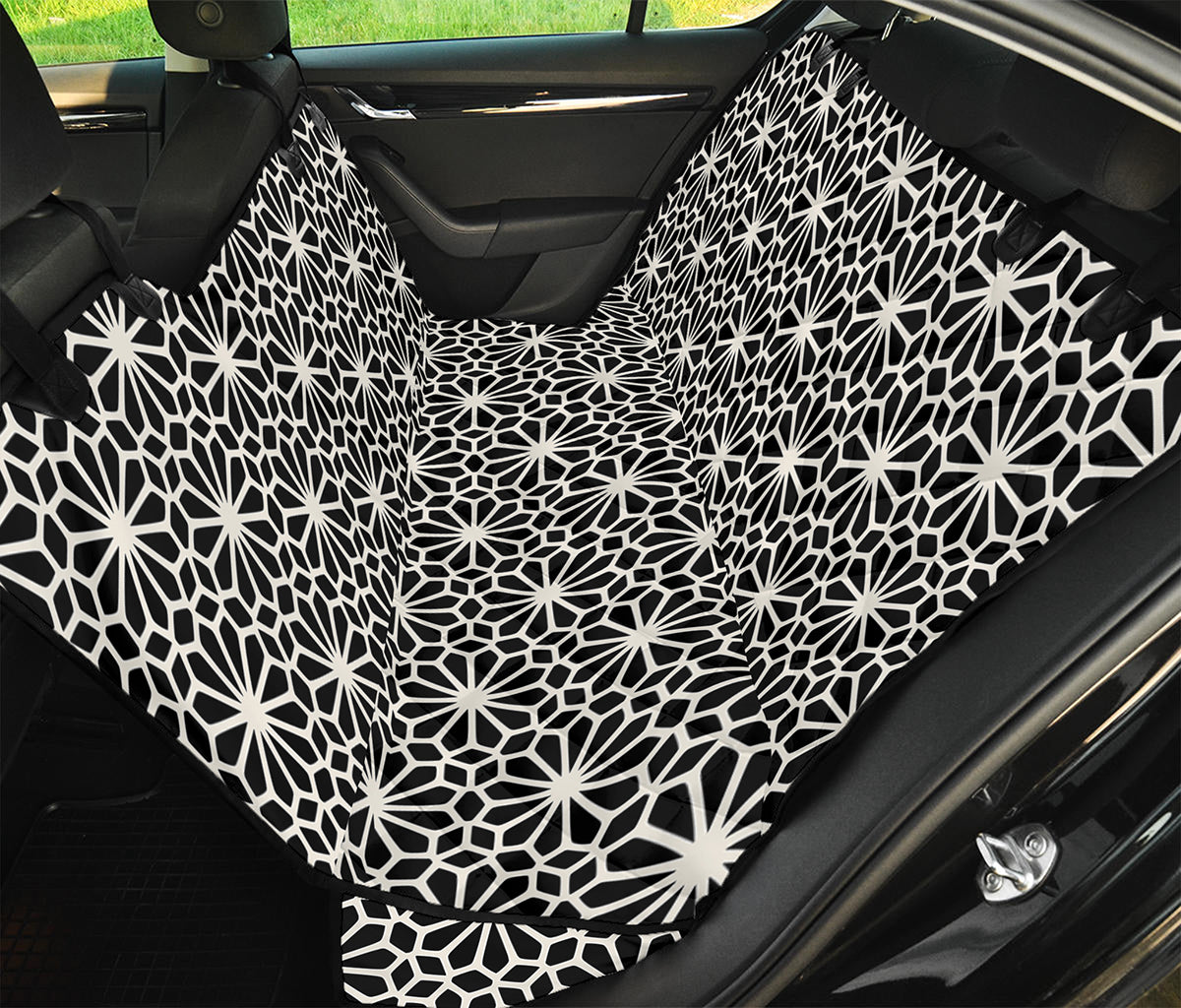 Black And White Geometric Floral Print Pet Car Back Seat Cover