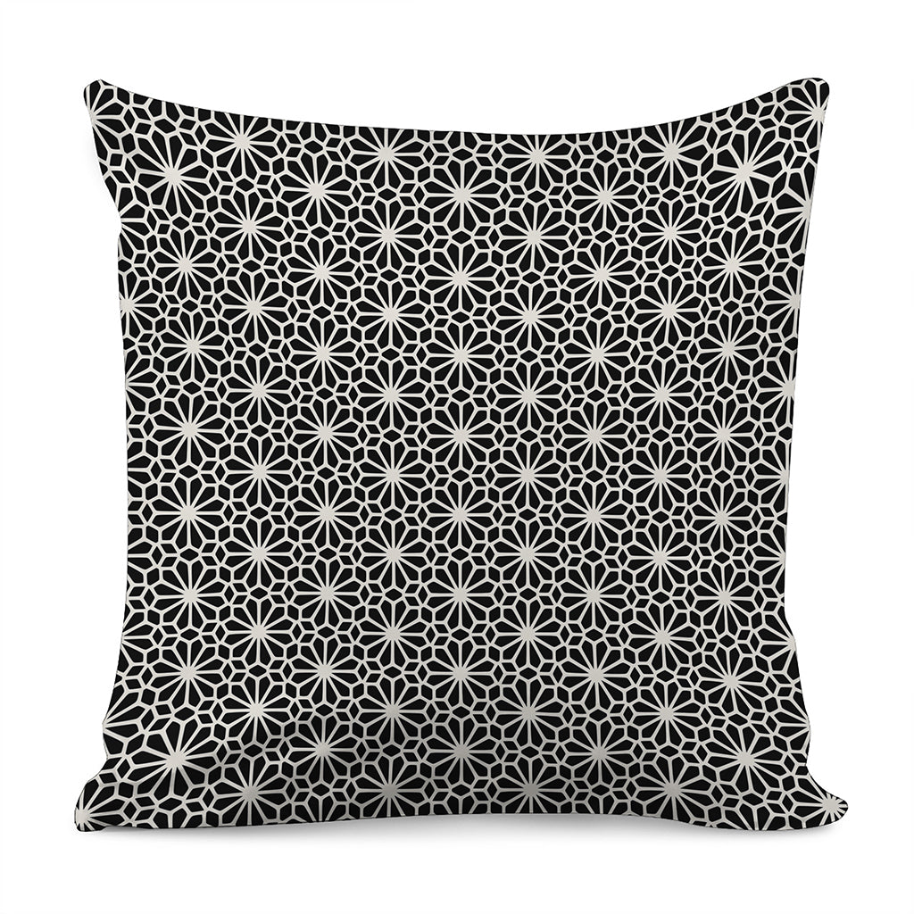 Black And White Geometric Floral Print Pillow Cover