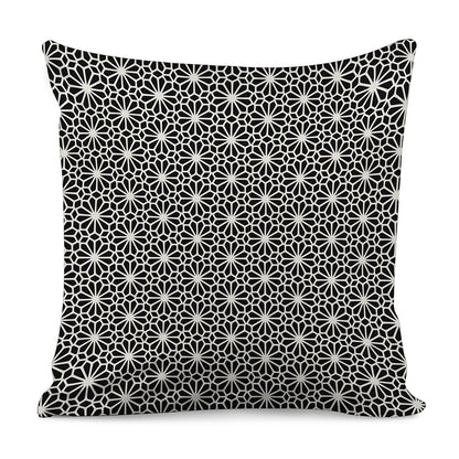 Black And White Geometric Floral Print Pillow Cover
