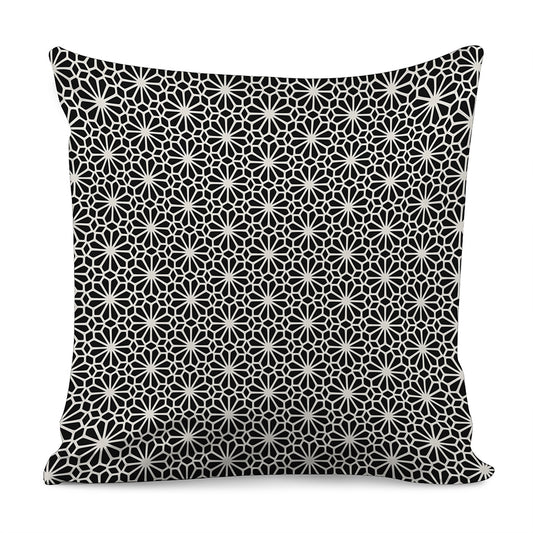 Black And White Geometric Floral Print Pillow Cover