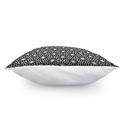 Black And White Geometric Floral Print Pillow Cover