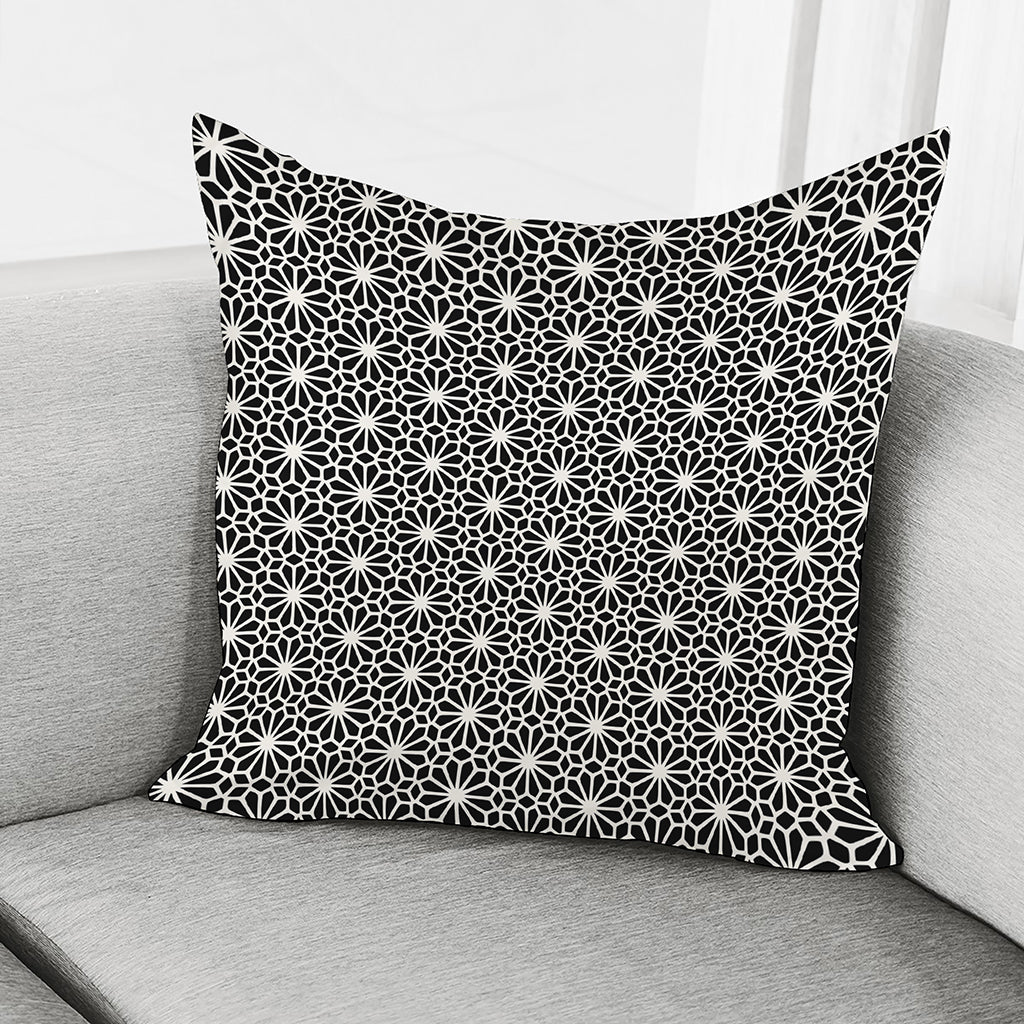 Black And White Geometric Floral Print Pillow Cover