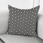Black And White Geometric Floral Print Pillow Cover