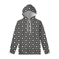 Black And White Geometric Floral Print Pullover Hoodie