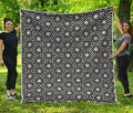 Black And White Geometric Floral Print Quilt
