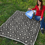 Black And White Geometric Floral Print Quilt