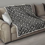 Black And White Geometric Floral Print Quilt