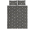 Black And White Geometric Floral Print Quilt Bed Set