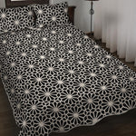 Black And White Geometric Floral Print Quilt Bed Set