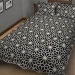 Black And White Geometric Floral Print Quilt Bed Set