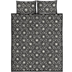 Black And White Geometric Floral Print Quilt Bed Set