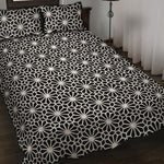 Black And White Geometric Floral Print Quilt Bed Set
