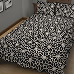Black And White Geometric Floral Print Quilt Bed Set