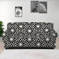 Black And White Geometric Floral Print Sofa Cover