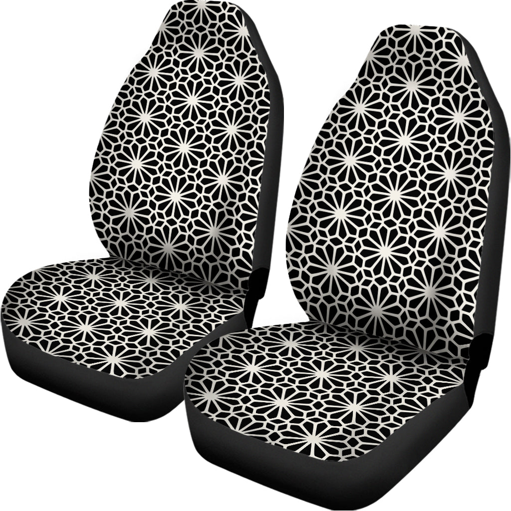 Black And White Geometric Floral Print Universal Fit Car Seat Covers