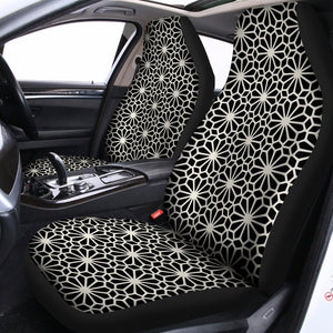 Black And White Geometric Floral Print Universal Fit Car Seat Covers