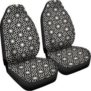 Black And White Geometric Floral Print Universal Fit Car Seat Covers