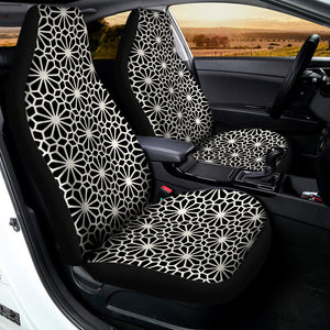 Black And White Geometric Floral Print Universal Fit Car Seat Covers