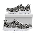 Black And White Geometric Floral Print White Running Shoes