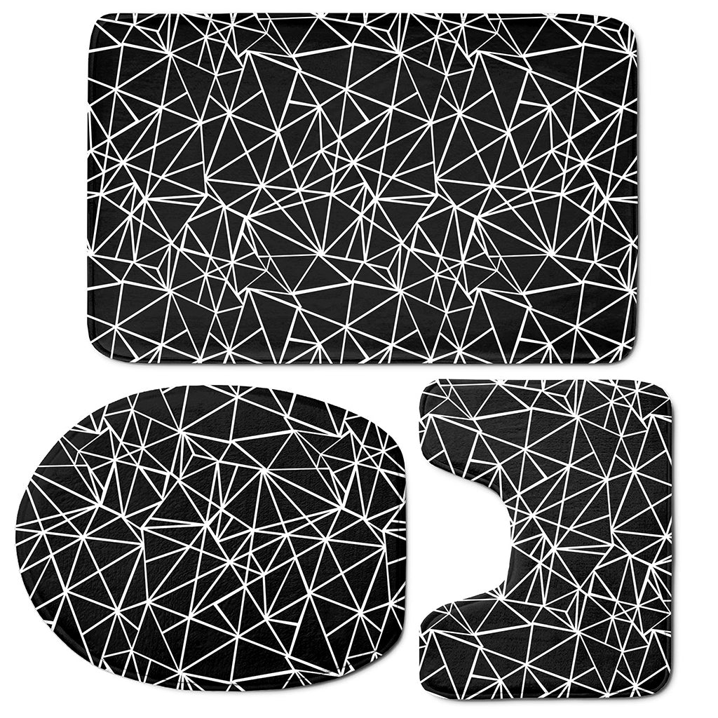 Black And White Geometric Mosaic Print 3 Piece Bath Mat Set