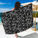 Black And White Geometric Mosaic Print Beach Sarong Wrap