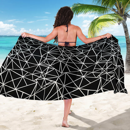 Black And White Geometric Mosaic Print Beach Sarong Wrap