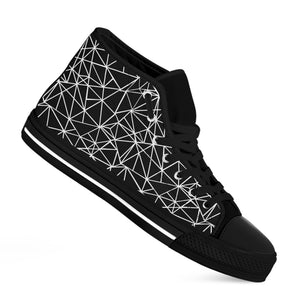 Black And White Geometric Mosaic Print Black High Top Shoes